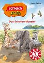 „schleich Wild Life“, „Das Schatten-Monster“, „Stella Felkor“. Illustration: Giraffe, Elefant, Zebra, Berglandschaft.