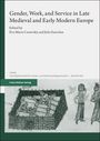 "Gender, Work, and Service in Late Medieval and Early Modern Europe" von Eva-Maria Cersovsky und Julia Exarchos. Illustration von Menschen in mittelalterlicher Kleidung.