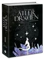„Das Erbe der Ätherdrachen“ von I.B. Zimmermann. Weißer Drache, Schwerter und Sterne auf dunklem Hintergrund.