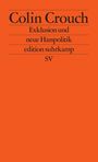 Text: "Colin Crouch, Exklusion und neue Hasspolitik, edition suhrkamp, SV." Roter Hintergrund, schwarze Schrift.