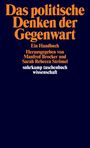 "Das politische Denken der Gegenwart. Ein Handbuch. Herausgegeben von Manfred Brocker und Sarah Rebecca Strömel. suhrkamp taschenbuch wissenschaft." Orange Schrift auf dunkelblauem Hintergrund.