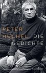 "Peter Huchel Die Gedichte. Neue kommentierte Gesamtausgabe Suhrkamp."  
Ein älterer Mann mit Zigarette sitzt im Freien.