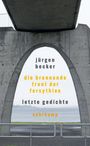 „jürgen becker, die brennende front der forsythien, letzte gedichte, suhrkamp.“ Eine Brücke mit Blick aufs Wasser.