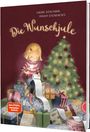 „Die Wunschjule“ von Sabine Bohlmann und Miriam Eisenbacher, Mädchen schreibt Wunschzettel vor Weihnachtsbaum.