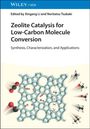 Titel: "Zeolite Catalysis for Low-Carbon Molecule Conversion". Molekülstrukturen und ein zeolithartiges Gittermuster.