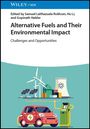 Oben: "Alternative Fuels and Their Environmental Impact". Unten: Illustration mit Windrädern, Solarpanelen, Auto.