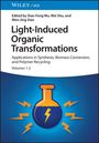 Titel: "Light-Induced Organic Transformations". Illustration: Geschlossene Flasche mit Blitzsymbol, umgeben von Blitzen.