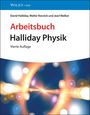 "Arbeitsbuch Halliday Physik Vierte Auflage" steht auf einem bunten Hintergrund mit Lichtkreisen.