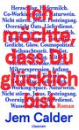 Ich möchte, dass du glücklich bist. Jem Calder. Herzen, Hafermilch, Naturwein, Gedicht in Blau. Illustration.