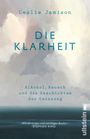 "Die Klarheit. Alkohol, Rausch und die Geschichten der Genesung." Wolkige, neblige Hintergrundgestaltung.