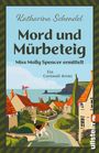 „Katharina Schendel: Mord und Mürbeteig. Miss Molly Spencer ermittelt. Ein Cornwall-Krimi.“ Illustration eines Dorfes mit Hund.