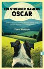 Titel: "Ein Streuner namens Oscar". Untertitel: "Eine Geschichte von Verlust, Liebe und einem Partner auf vier Pfoten". Illustration: Hund blickt über grüne Felder.