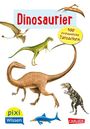 Text: "Dinosaurier", "100 erstaunliche Tatsachen". Verschiedene Dinosaurier in naturgetreuen Illustrationen, ein Carlsen-Logo.