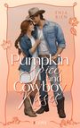 "Pumpkin Spice and Cowboy Kisses", Enja Bien. Illustration eines Paares in Cowboykleidung, Hintergrund mit Herbstblättern.