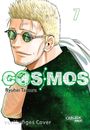 "7 COSMOS", "Ryuhei Tamura", "vorläufiges Cover". Illustration: Mann mit blonden Haaren und grüner Sonnenbrille.