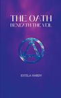 "The Oath Beneath the Veil" und "Estela Hardy" auf lila Hintergrund, mit einem blauen, geometrischen Symbol.