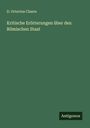 D. Octavius Clason: Kritische Erörterungen über den Römischen Staat, Buch