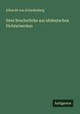Albrecht von Scharfenberg: Zwei Bruchstücke aus altdeutschen Dichterwerken, Buch