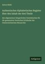 Anton Riehl: Authentisches Alphabetisches Register über den Inhalt der drei Theile, Buch