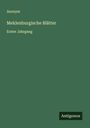 Anonym: Meklenburgische Blätter, Buch