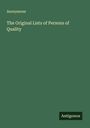 Anonymous: The Original Lists of Persons of Quality, Buch