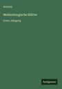 Anonym: Meklenburgische Blätter, Buch