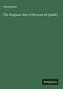 Anonymous: The Original Lists of Persons of Quality, Buch