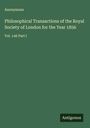 Anonymous: Philosophical Transactions of the Royal Society of London for the Year 1856, Buch