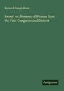 Oben steht "Richard Joseph Nunn". Darunter: "Report on Diseases of Women from the First Congressional District". Unten: "Antigonos". Der Hintergrund ist grün.