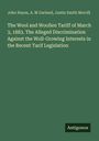 John Hayes, A. M Garland, Justin Smith Morrill: Titel über Wolltarif von 1883. Unten rechts steht "Antigonos". Grüner Hintergrund.