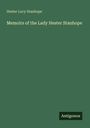 Text: "Hester Lucy Stanhope" und "Memoirs of the Lady Hester Stanhope", "Antigonos". Einfache, grüne Buchabdeckung.