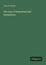 Titel: "The Law of Homestead and Exemptions" von John H. Smyth. Grüner Hintergrund, unteres Logo: Antigonos.