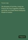 Text: 

"The Wounds of Civil War. Lively Set Forth in the True Tragedies of Marius and Scilla. As it Hath Beene Publiquely Plaude in London"

Autor: "Thomas Lodge"

Verlag unten rechts: "Antigonos"

Hintergrund: Einfaches, grünes Design.