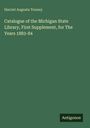 Grüner Hintergrund, Text: "Harriet Augusta Tenney" und "Catalogue of the Michigan State Library, First Supplement, 1883-84", unten "Antigonos".
