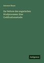 Salomon Mayer: Zur Reform des ungarischen Strafprocesses: Eine Codificationsstudie, Buch