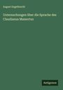 August Engelbrecht: Untersuchungen über die Sprache des Claudianus Mamertus, Buch