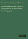 Verein Für Niederdeutsche Sprachforschung: Korrespondenzblatt des Vereins für Niederdeutsche Sprachforschung, Buch