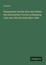 Anonym: Neunzehnter Bericht über das Wirken des Historischen Vereins zu Bamberg vom Juni 1855 bis Ende Mai's 1856, Buch