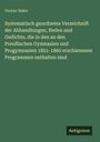 Gustav Hahn: Systematisch geordnetes Verzeichniß der Abhandlungen, Reden und Gedichte, die in den an den Preußischen Gymnasien und Progymnasien 1851-1860 erschienenen Programmen enthalten sind, Buch