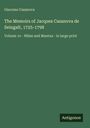 Grüner Hintergrund mit Text: "Giacomo Casanova", "The Memoirs of Jacques Casanova de Seingalt, 1725-1798", "Volume 1e - Milan and Mantua - in large print". Unten rechts steht "Antigonos".
