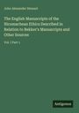 John Alexander Stewart: The English Manuscripts of the Nicomachean Ethics Described in Relation to Bekker's Manuscripts and Other Sources, Buch