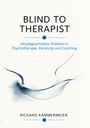 "Blind to Therapist" und "Inhaltsgeschütztes Arbeiten in Psychotherapie, Beratung und Coaching" mit abstrakten blauen Linien.