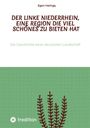 Titel über eine Region am Niederrhein. Darunter grüne Fläche mit Pflanzenillustration und ein rundes Logo.
