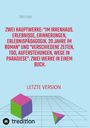 "Zwei Hauptwerke: 'Im Irrenhaus...' und 'Verschiedene Zeiten...'. Letzte Version. Logo mit geometrischen Formen. Blaues Design."