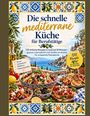 "Die schnelle mediterrane Küche für Berufstätige." Auf dem Bild: mediterrane Gerichte mit Gemüse und Fisch. 