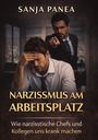 Titel: "Narzissmus am Arbeitsplatz". Ein Mann hält sich den Kopf; ein anderer zeigt autoritär auf ihn.