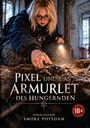 Titel: "Pixel und das Armurlet des Hungernden". Herausgeber: Smoke Potsdam. Junge mit Brille untersucht Objekt.