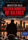 Buchtitel: "Inspector Kolb: Eleven Minutes of Silence". Hintergrund: Skyline bei Sonnenuntergang, Person im Vordergrund.