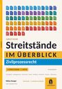 „Juristische Streitstände im Überblick: Zivilprozessrecht“ in großen Lettern. Dokument-Icons in unterschiedlichen Farben.