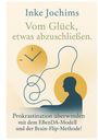 "Vom Glück, etwas abzuschließen." Illustration: Uhr und Silhouette verbinden sich durch Linien.